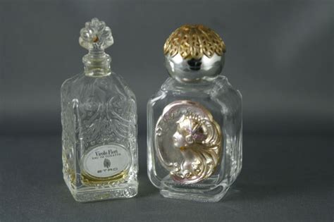 Pair Of Empty Scent Bottles Modern Vicolo Fiori Embossed Filligree Top