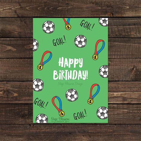 printable soccer birthday card soccer fan goal happy birthday instant