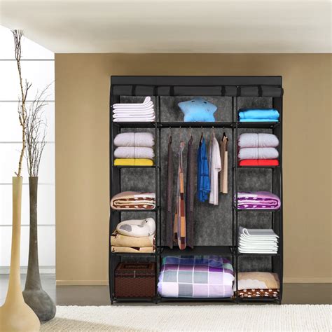 ikayaa modern portable fabric closet roll  clothing wardrobe cabinet