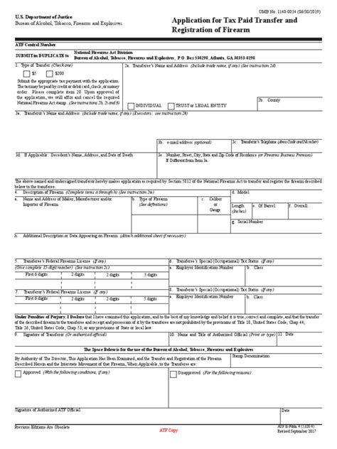 atf form  application  tax paid transfer  registration