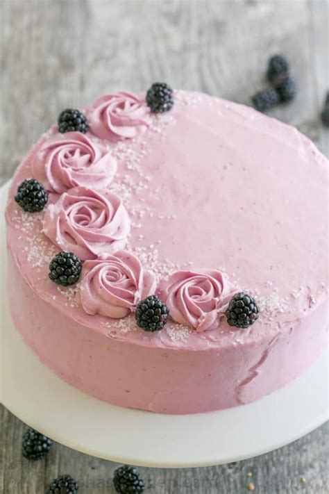 Blackberry Cake with Blackberry Frosting - Natasha's Kitchen