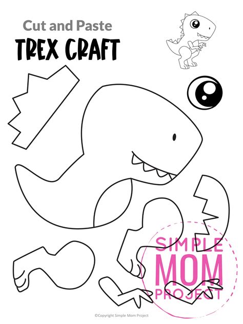 printable tyrannosaurus rex craft template simple mom project