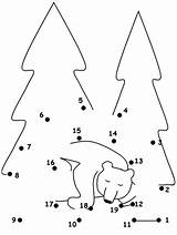 Coloring Pages Connect Dots Bear Hibernation Kids Colouring Preschool sketch template