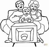 Tv Coloring Family Pages Para Colorear Ver Con Front Printable Color Televisión Jessie Show Sofa Familia La Living Room Television sketch template