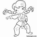 Karate Coloring Pages Taekwondo Kids Girl Printable Embroidery Designs Colouring Color Digital Training Judo Stamps Party Birthday Para Martial Arts sketch template