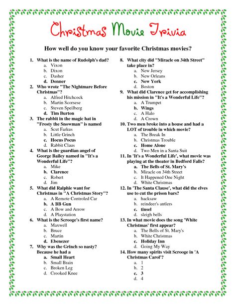 printable christmas trivia games  families printable