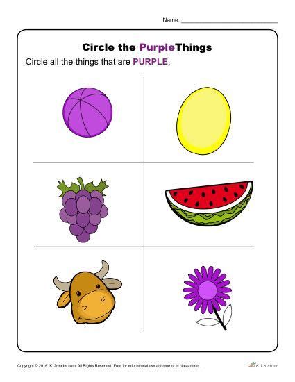 color purple worksheet preschool printable coloring style worksheets