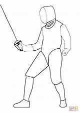 Coloring Fencing Saber Pages Color Drawing sketch template