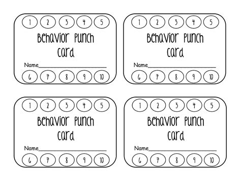 classroom freebies behavior punch card printable business cards