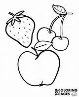 Coloring Apple Strawberry Cherries Print Fruits Quality High Fruit Easy Topcoloringpages sketch template