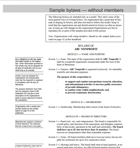 profit bylaws template  word templates