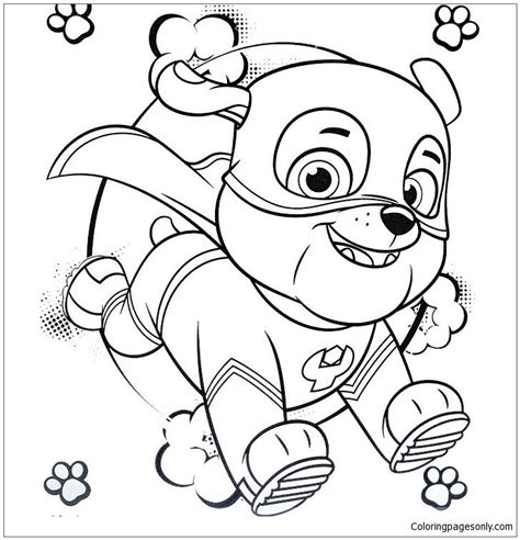 super hero rubble paw patrol coloring page nick jr coloring pages