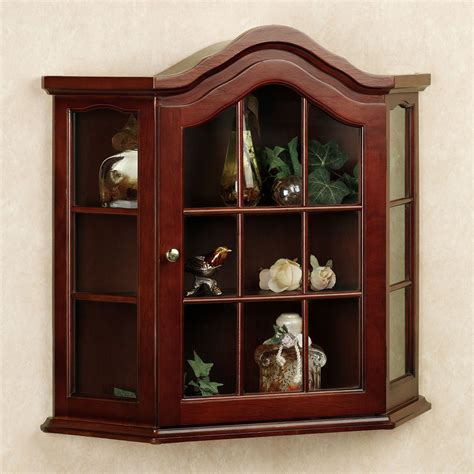 Vintage Dark Wood Curio Cabinet Wall Hanging Tiny Compartments Glass