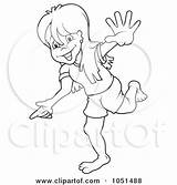 Girl Pointing Outline Royalty Illustration Clip Vector Dero Clipart Background sketch template