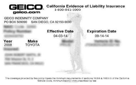 fake geico insurance card template