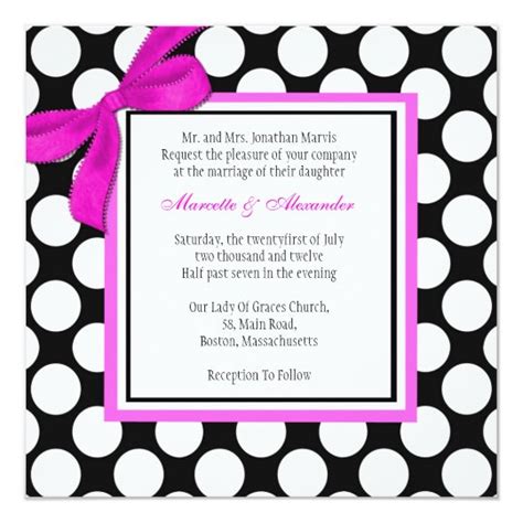 Pink And Black Polka Dot Wedding Invitation