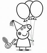 Coloring Peppa Pig Birthday Pages Colouring Colour Ratings sketch template