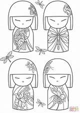 Japoneses Dibujos Japon Zen Coloriages Kokeshi Kimmi Fieltro Hina sketch template