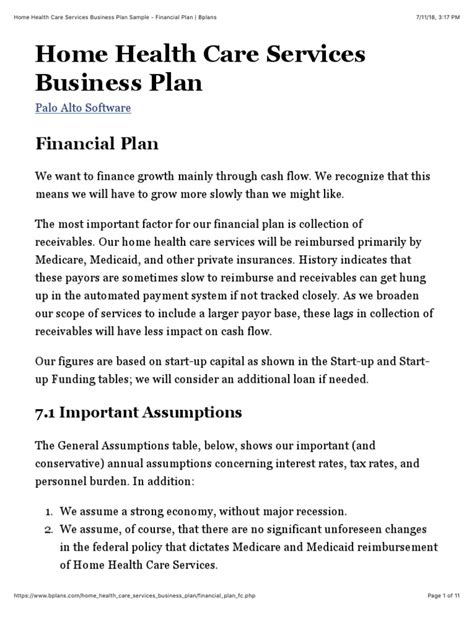 health care business plan template  printable templates