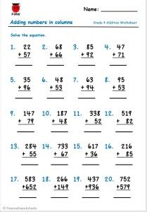 grade  addition worksheets  worksheets printables