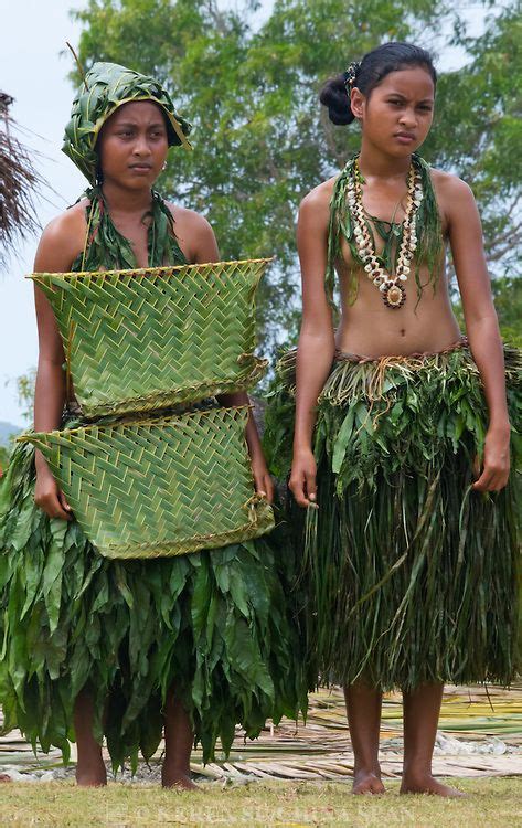 yapese girls in traditional clothing at yap day festival yap island