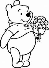 Pooh Coloring Pages Flowers Winnie Bear Printable Print Loves Valentine Flower Rocks Choose Board Balloon Character Cartoon sketch template