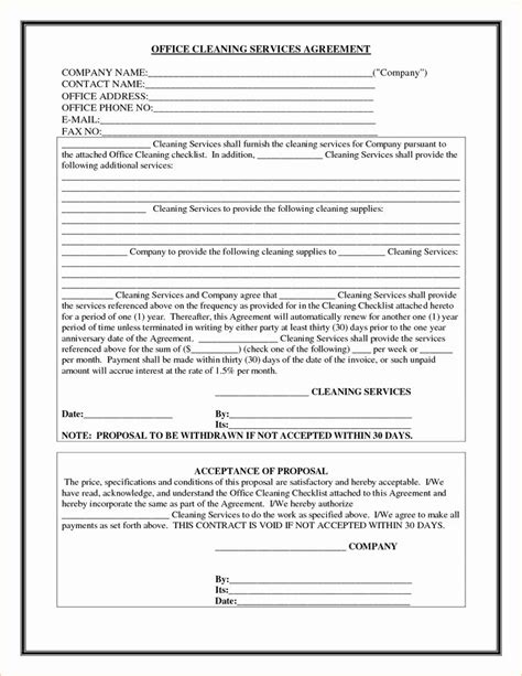 cleaning service contract template    cleaning contract