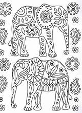 Elephant Coloring Colouring Pages Para Mandala Elephants Bordar Book Bordado Elefantes Mexicano Adult Bohemian Elefante Dibujos Patterns Patrones Adults Dibujo sketch template