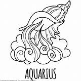 Aquarius Horoscope Getcoloringpages Stylowi sketch template