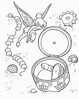 Coloring Tinkerbell Pages Disney Fairies Box Musical Jewelry Treasure Opened Lost Drawing Popular Elsa sketch template