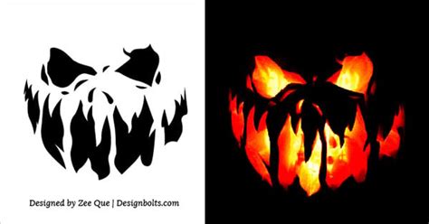 printable scary pumpkin carving patterns stencils ideas
