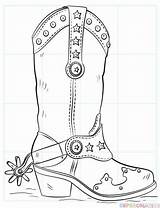 Cowboy Boot Boots Coloring Drawing Pages Draw Hat Line Printable Crafts Shoes Cowgirl Template Western Kids Supercoloring Outline Clip Adult sketch template