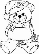 Bear Coloring Christmas Teddy Pages Clip Clipart Line Outline Printable Colouring Drawing Kids Xmas Cliparts Stuffed Color Animal Library Bears sketch template