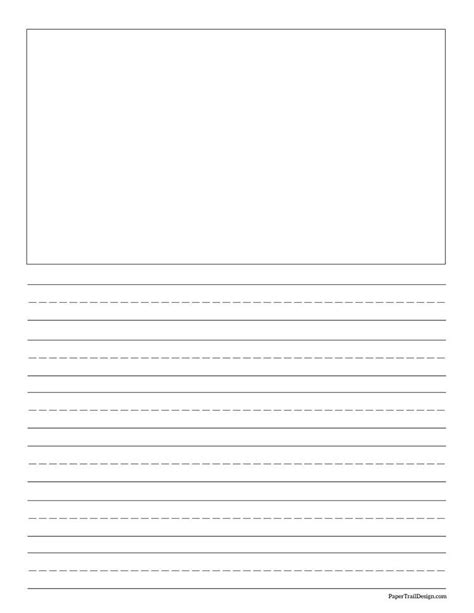 printable lined writing paper  drawing box paper trail