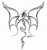 Dragon Tattoo Simple Stencils Stencil Flying Designs Drawing Outline Drawings Line Tattoos Tribal Wings Outlines Lined Printable Thin Small Open sketch template