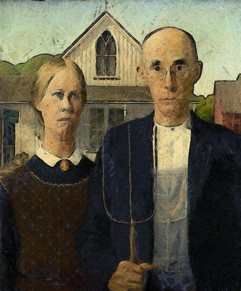 american gothic digital painting photograph  grant wood