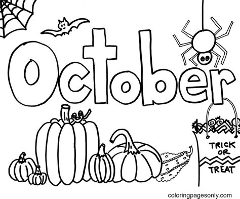 october trick  treat coloring pages october coloring pages
