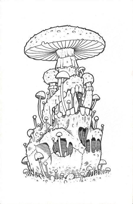 stuntkid original works  sale mushroom drawing mushroom art psychedelic art