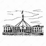 Parliament Canberra Australia Parlamento Freehand Contorno Alzada Clipground sketch template