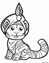 Tigre Coloriage Mignon Turban Ausmalen Disegno Ausmalbilder Malvorlagen Tigers Ausdrucken Mandalas Tigres Imprimé Niedliche Onlinecoloringpages sketch template