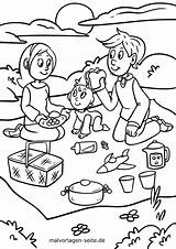 Familie Picknick Malvorlage Malvorlagen Beim Ausmalbild Wandern Eltern Gemeinsames sketch template