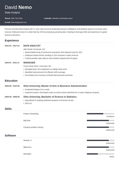 data analyst resume examples entry level top skills