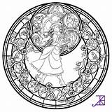 Disney Coloring Pages Mandala Glass Stained Line Deviantart Adult Adults Amethyst Akili Jane Book Printable Color Sheets Kids Colouring Cruise sketch template
