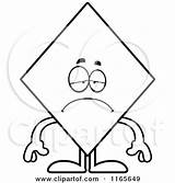 Card Clipart Diamond Depressed Mascot Suit Cartoon Cory Thoman Playing Outlined Coloring Vector Illustration Royalty sketch template