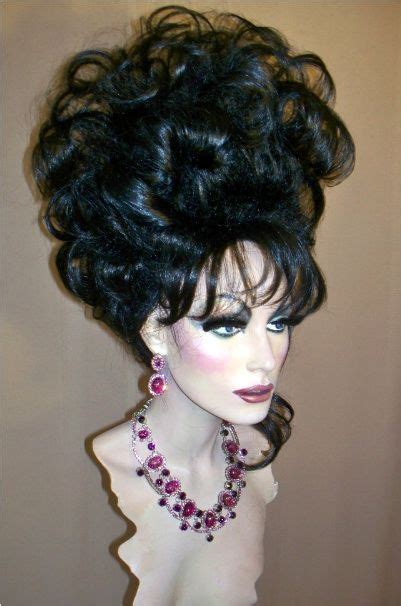 drag queen wig tall black updo french twist and curls ebay