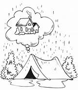 Camping Rain Coloring Pages Clipart Camino Drawing Popular Weather Umbrellas Library sketch template