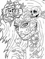 Coloring Pages Skull Girl Dead Sugar Skulls Detailed Scary Girls Printable Print Color Etsy Digital Fairy Adult Colorings Getcolorings Getdrawings sketch template