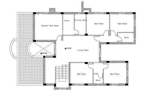 house  floor plan autocad drawing cadbull