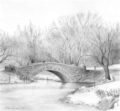 Winter Walk Drawing By Diane Cardaci The Sketch Hunter Fine Art America