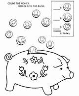 Coloring Pages Bank Money Kids Piggy Printable Animal Color Play Toy Print Coins Count Purse Fun Adults Sheet Educational Wallet sketch template